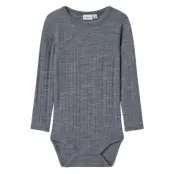 name it Nmmwang Wool Needle Ls Body Solid - Grey - 92