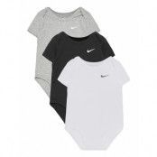 Nkb 3Pk Swoosh Bodysuit Bodies Short-sleeved Multi/patterned Nike