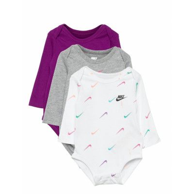 Nkg 3Pk Long Slv Bodysuit Bodies Long-sleeved Multi/mönstrad Nike
