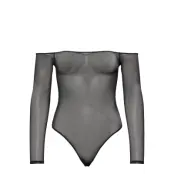 Organic Basics Mesh Off-Shoulder Bodysuit Svart