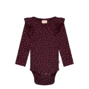 Petit Piao Body L/S Frill Modal Heart Burgundy