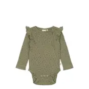 Petit Piao Body L/S Frill Modal Heart Grön