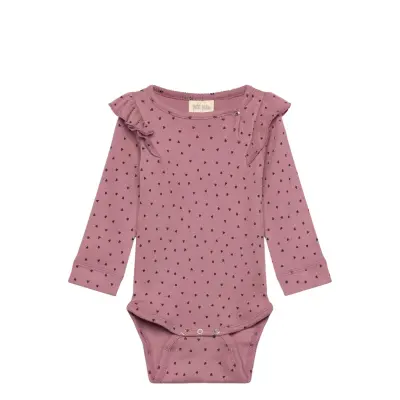 Petit Piao Body L/S Frill Modal Heart Rosa