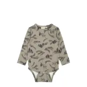 Petit Piao Body L/S Printed - Khaki green - 80