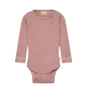 Petit Piao Ppdante Body L/S Merino Wool Stripe Rosa