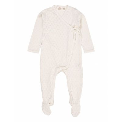 Pointelle Cross-Over Full Body Långärmad Bodysuit Kräm Copenhagen Colors