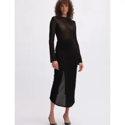 REMAIN Birger Christensen Velvet Mesh Bodysuit - Black - 38