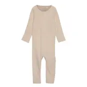 Romper Ls Rib Långärmad Bodysuit Beige Fixoni
