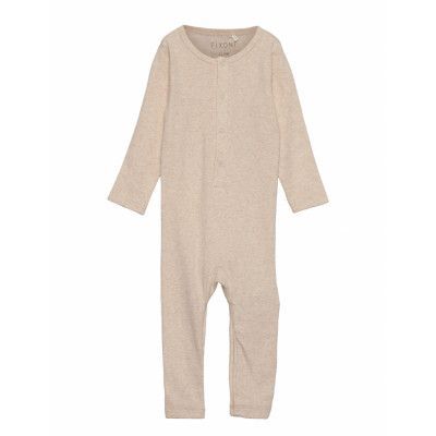 Romper Ls Rib Långärmad Bodysuit Beige Fixoni
