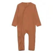 Romper Ls Rib Långärmad Bodysuit Brun Fixoni