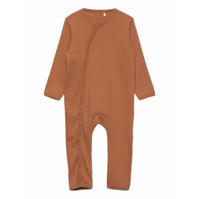 Romper Ls Rib Långärmad Bodysuit Brun Fixoni