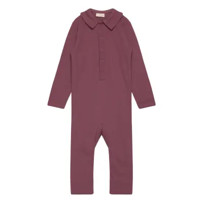 Fixoni Romper Ls Rib Burgundy