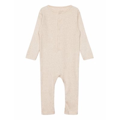 Fixoni Romper Ls Rib Beige