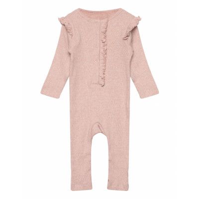 Romper Ls Rib Långärmad Bodysuit Rosa Fixoni