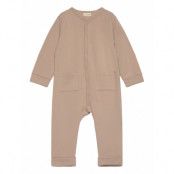 Romper Ls Sweat Långärmad Bodysuit Beige Fixoni