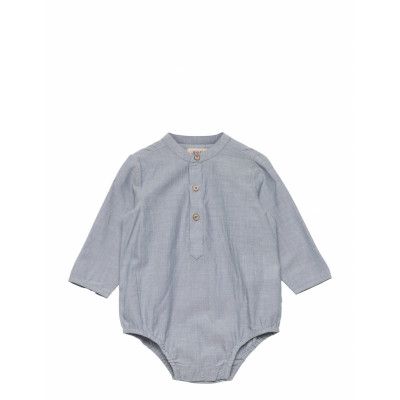 Romper Shirt Victor Bodies Long-sleeved Blå Wheat
