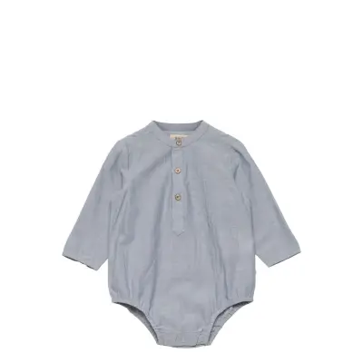 Romper Shirt Victor Bodies Long-sleeved Blå Wheat