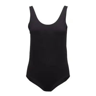 Scoop Neck Rib Bodysuit T-shirts & Tops Bodies Svart DKNY