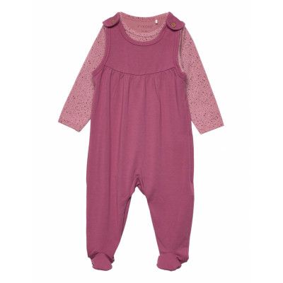 Set W. Body & Romper Långärmad Bodysuit Rosa Fixoni
