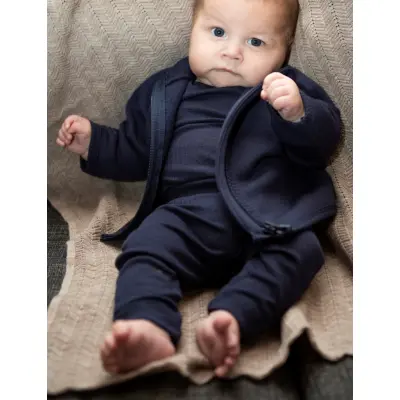 Smallstuff Body Ls, Navy Drop Needle, Merino Wool - Blue - 98