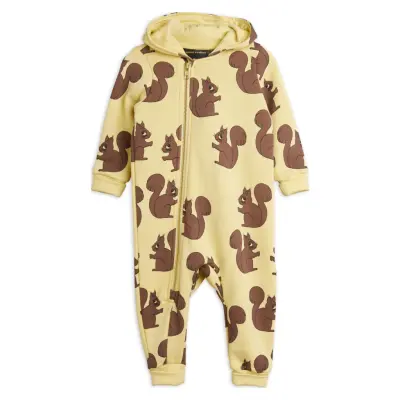 Squirrel Aop Sie Långärmad Bodysuit Gul Mini Rodini