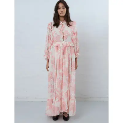 Stella Nova Maxi Chiffon Printed Dress - Pink - 38