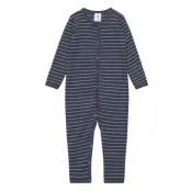 Stripe Rib Bodysuit Långärmad Bodysuit Navy Müsli By Green Cotton