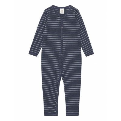Stripe Rib Bodysuit Långärmad Bodysuit Navy Müsli By Green Cotton