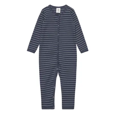 Stripe Rib Bodysuit Långärmad Bodysuit Navy Müsli By Green Cotton