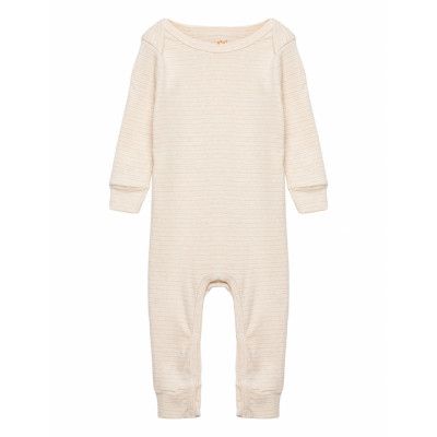 Striped Long Sleeved Romper W. Lapneck Långärmad Bodysuit Rosa Copenhagen Colors