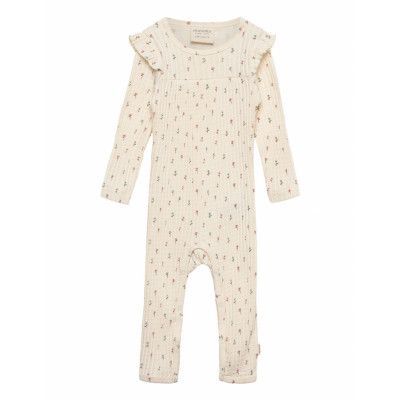 Suit Ls Rib Aop Långärmad Bodysuit Vit Minymo