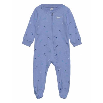 Swooshfetti Footed Coverall Långärmad Bodysuit Blå Nike
