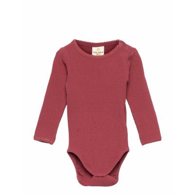 Tnasta Rib L_S Bodysuit Bodies Long-sleeved Röd The New