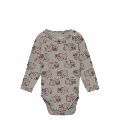 Tnsfemron L_S Body Långärmad Bodysuit Multi/mönstrad The New