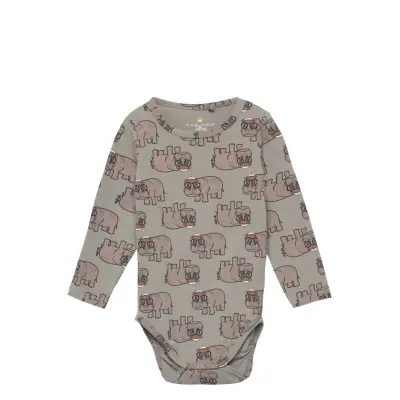 Tnsfemron L_S Body Långärmad Bodysuit Multi/mönstrad The New