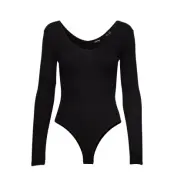 V-Neck Rib Thong Bodysuit T-shirts & Tops Bodies Svart Superdry