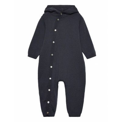 Wholesuit Wool Knit Långärmad Bodysuit Marinblå Fixoni