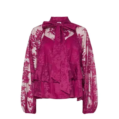 YAS Yaslacilla Ls Lace Top - Show - Pink - 36