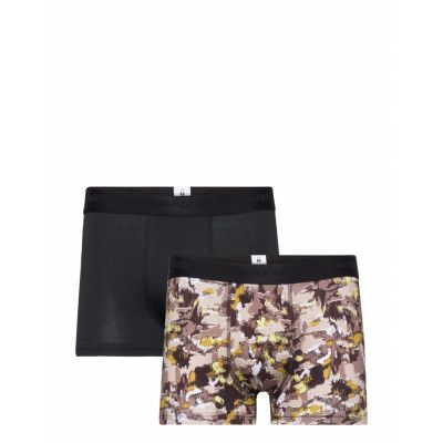2 Pack Aop Printed Underwear - Gots Boxerkalsonger Brown Knowledge Cotton Apparel