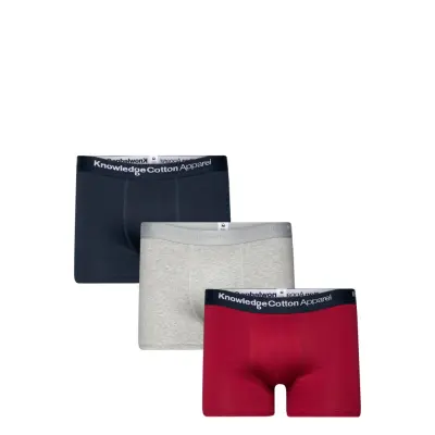 3-Pack Underwear - Gots/Vegan Boxerkalsonger Grå Knowledge Cotton Apparel