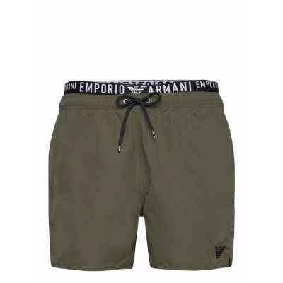 Emporio Armani Mens Woven Boxer Khaki Green