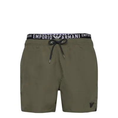 Emporio Armani Mens Woven Boxer Khaki Green