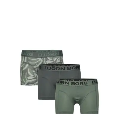 Björn Borg Cotton Stretch Boxer 3P - Khaki green - 110-116