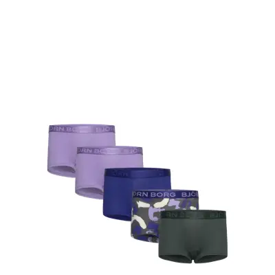 Björn Borg Cotton Stretch Boxer Shorts 5P - Purple - 122-128