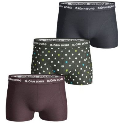 Björn Borg Short Shorts Contrast Dot Kombu Green 3-pack * Fri Frakt *