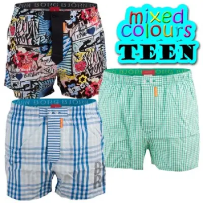 Björn Borg Woven Boxer Teen Mix 3-pack * Fri Frakt *