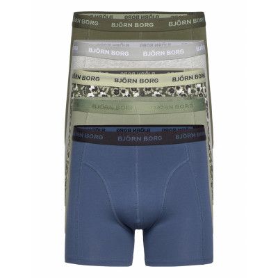 Cotton Stretch Boxer 5P Boxerkalsonger Grön Björn Borg