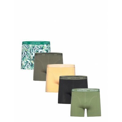 Cotton Stretch Boxer 5P Boxerkalsonger Green Björn Borg
