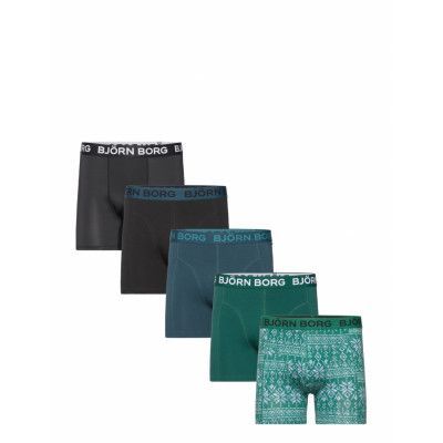 Cotton Stretch Boxer 5P *Villkorat Erbjudande Boxerkalsonger Grön Björn Borg