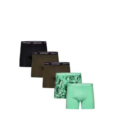 Cotton Stretch Boxer 5P Boxerkalsonger Grön Björn Borg